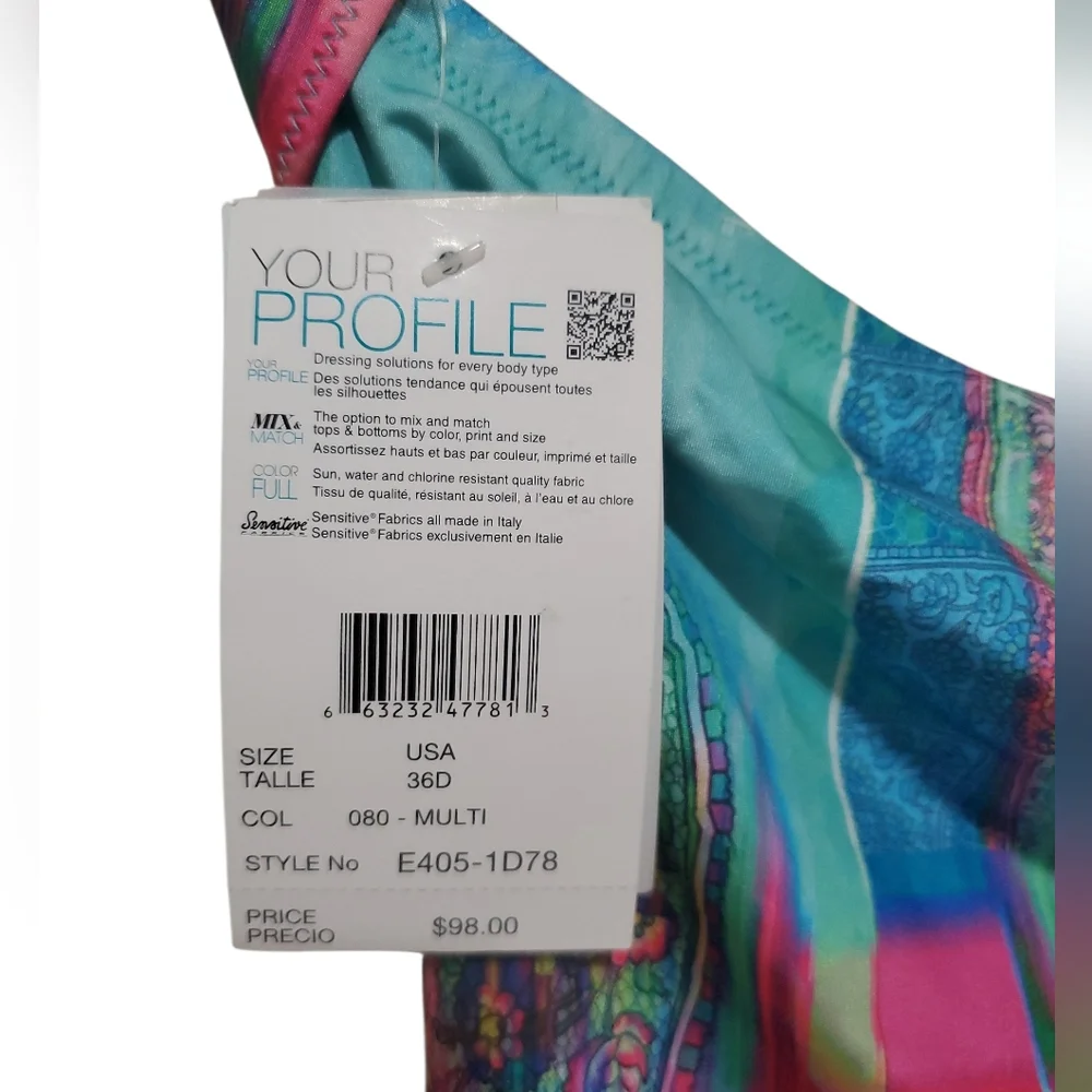 NWT GOTTEX PROFILE Jasmin HALTER Tankini Top 36D - Picture 4 of 4